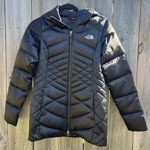 THE NORTH FACE 550 HOODED QUILTED PUFFER PARKA JACKET COAT WOMEN XS BLACK WINTER